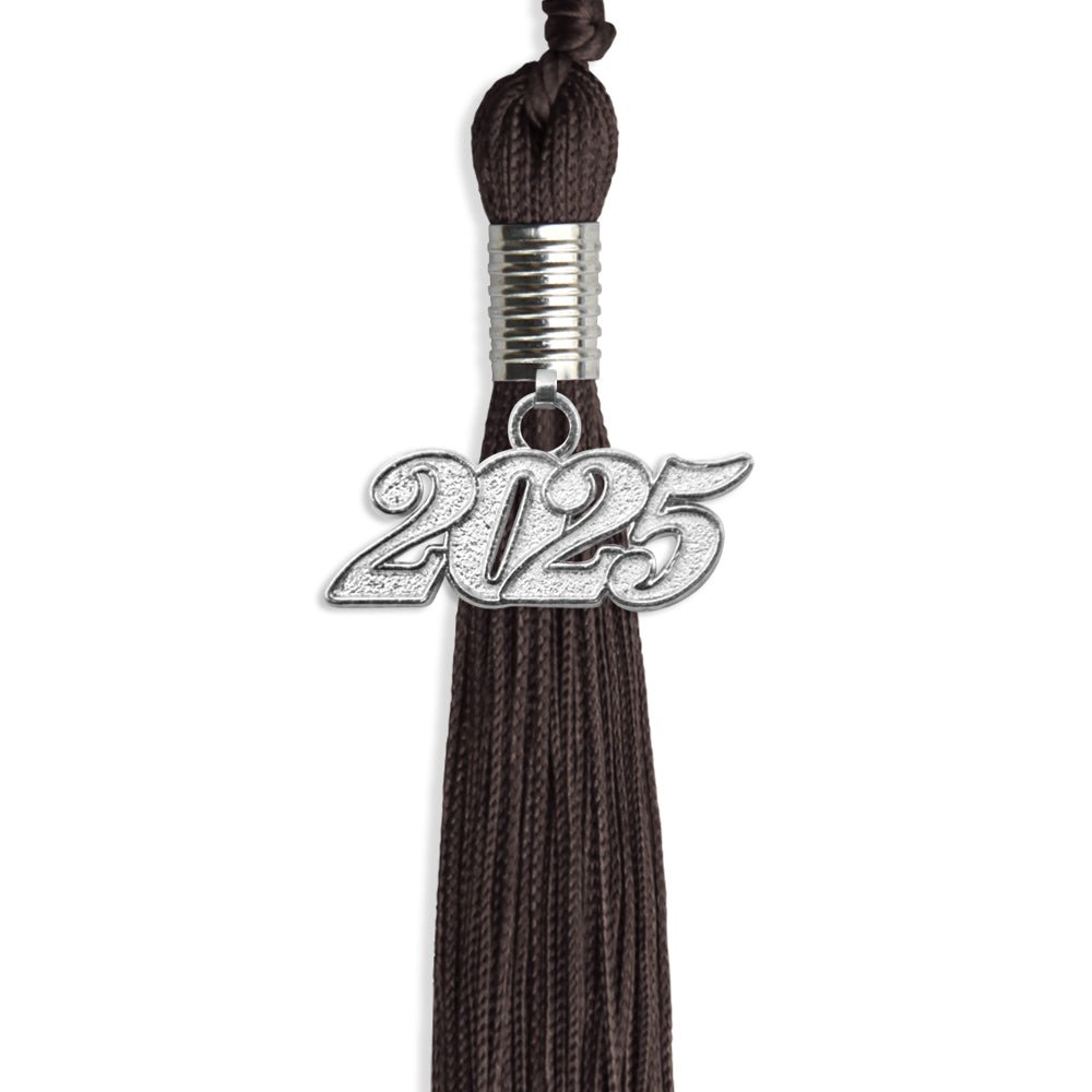 Brown Graduation Tassel with Silver Date Drop - Endea Graduation