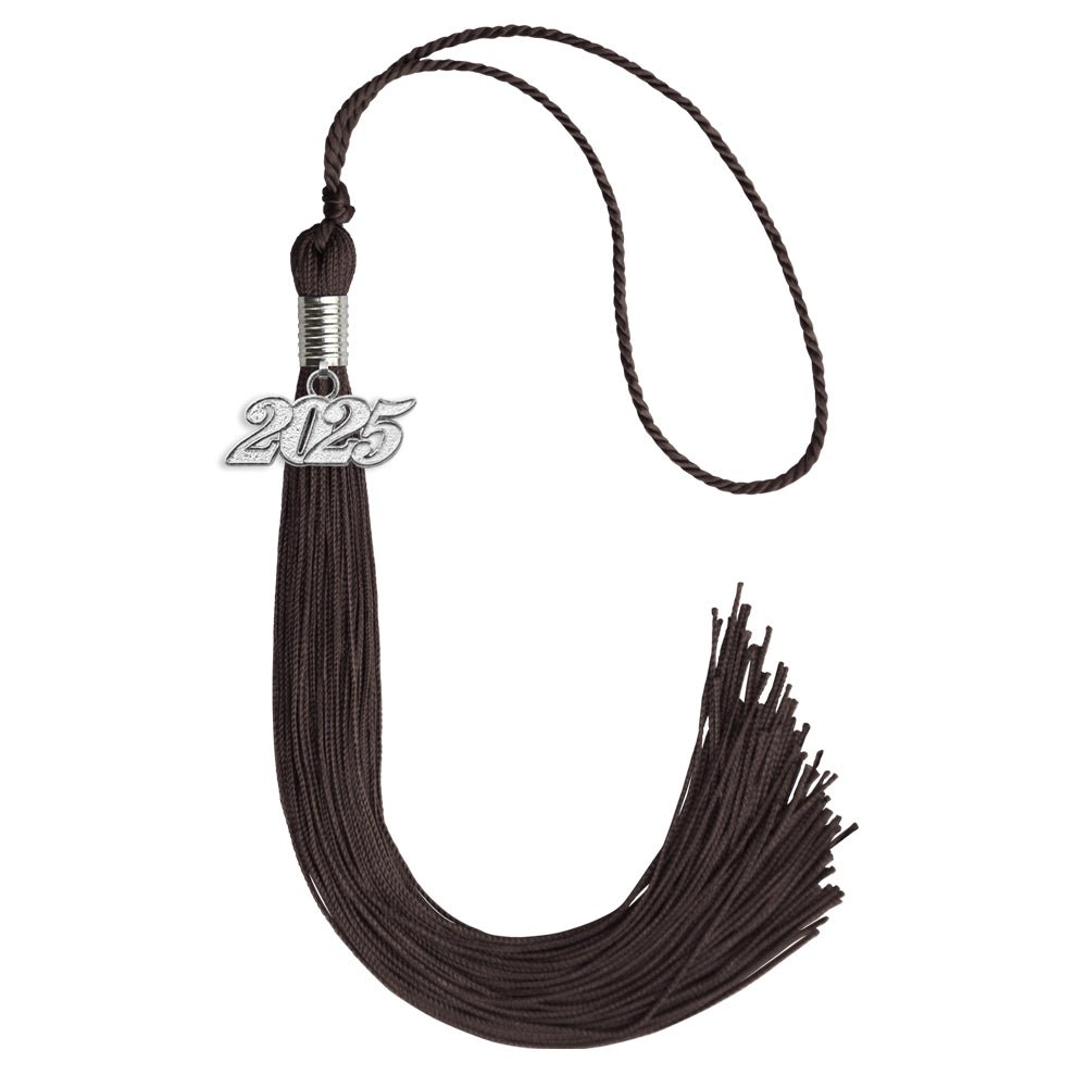 Brown Graduation Tassel with Silver Date Drop - Endea Graduation