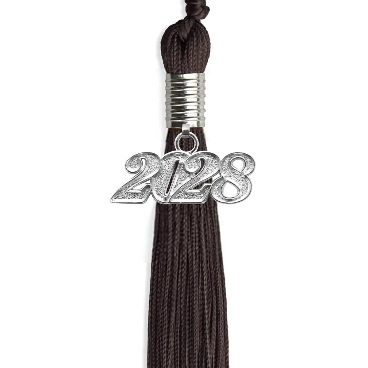 Brown Graduation Tassel with Silver Date Drop by Endea Graduation
