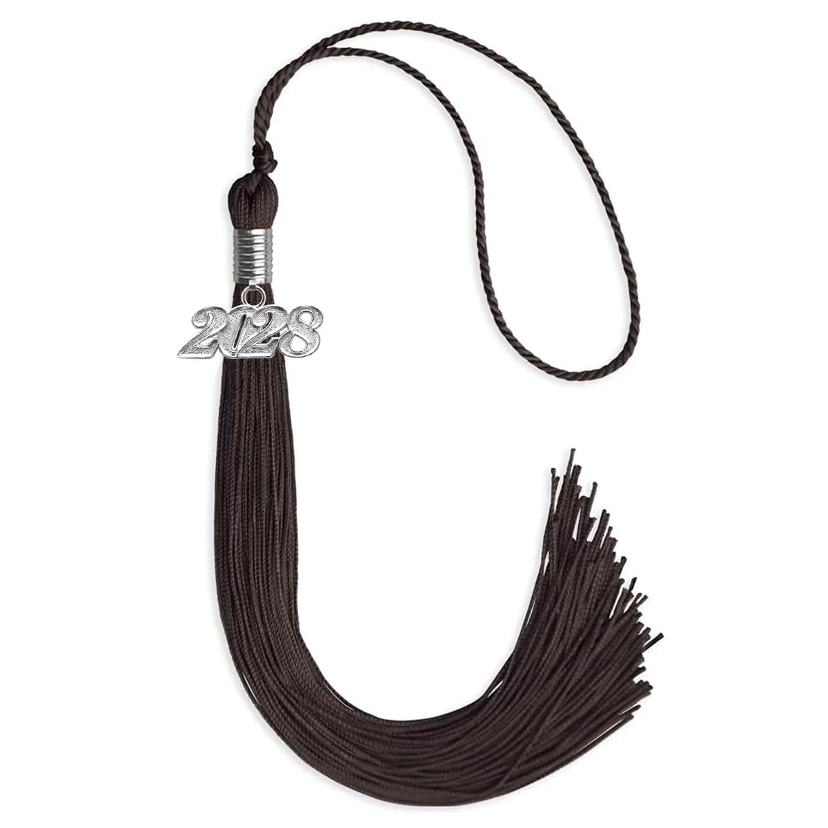 Brown Graduation Tassel with Silver Date Drop by Endea Graduation
