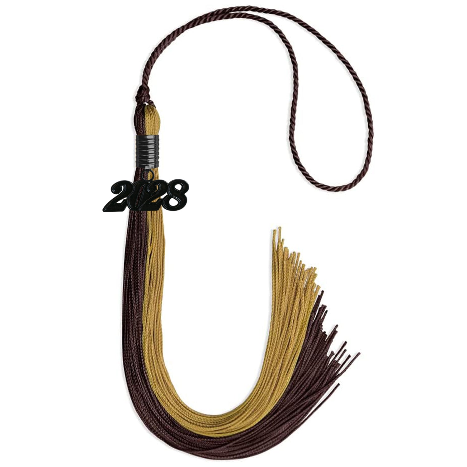 Brown/Antique Gold Graduation Tassel with Black Date Drop - Endea Graduation