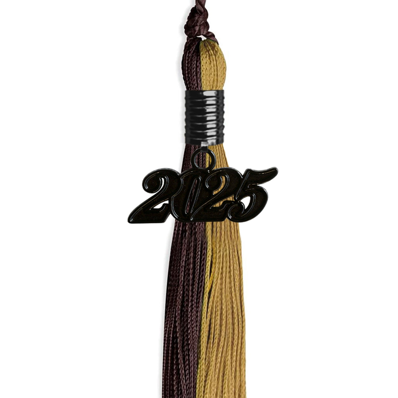 Brown/Antique Gold Graduation Tassel with Black Date Drop - Endea Graduation