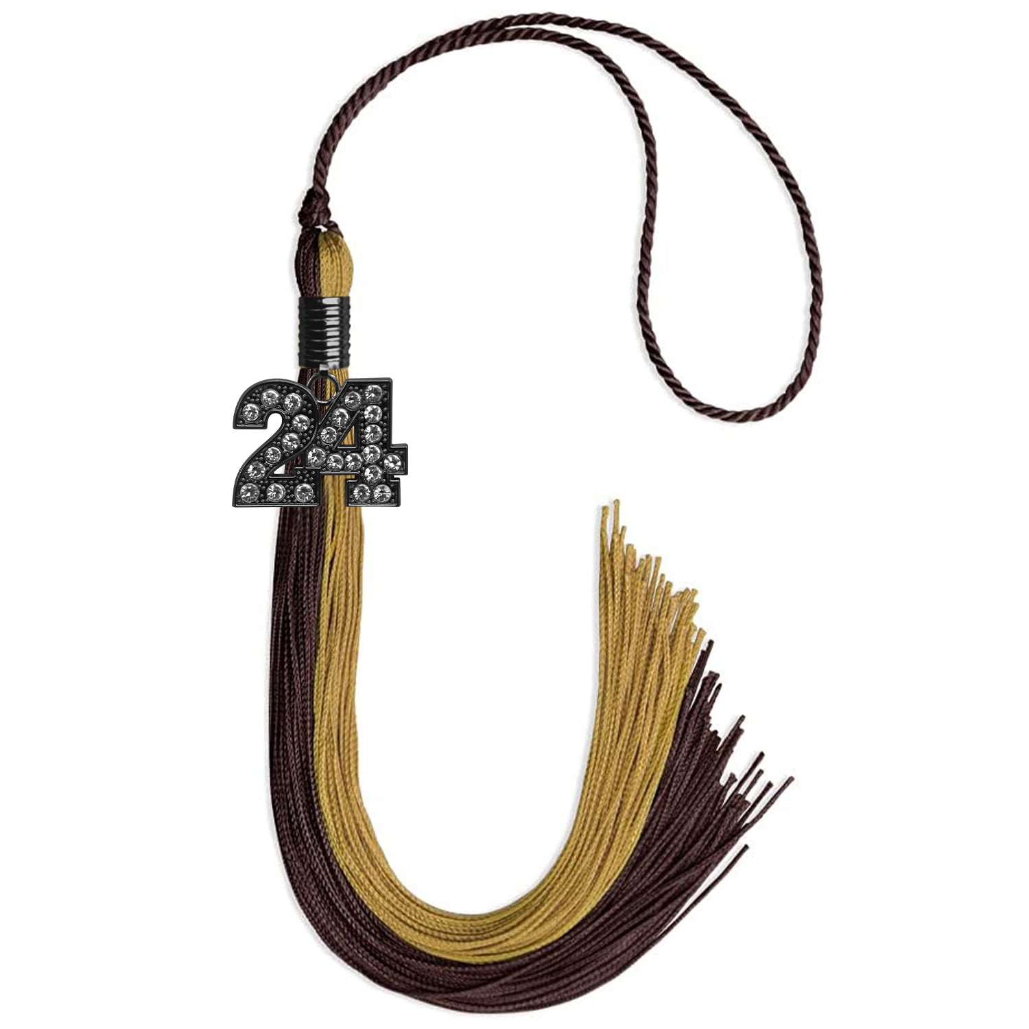 Brown/Antique Gold Graduation Tassel with Black Date Drop - Endea Graduation