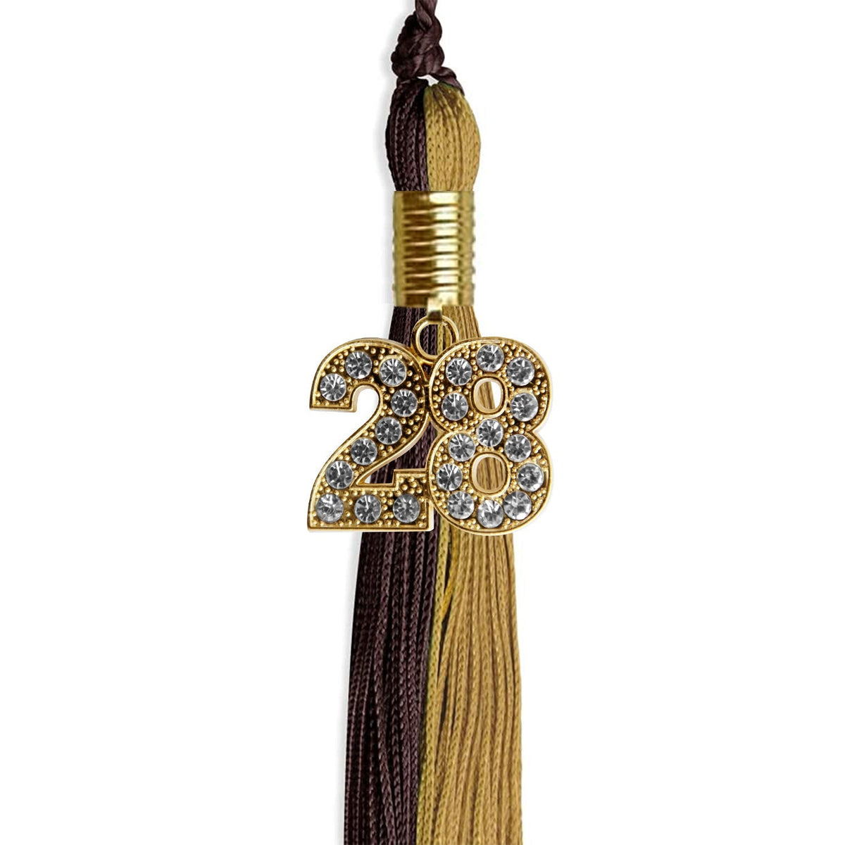 Brown/Antique Gold Graduation Tassel with Gold Bling Charm - Endea Graduation