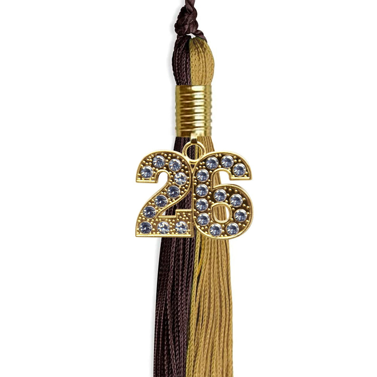 Brown/Antique Gold Graduation Tassel with Gold Bling Charm - Endea Graduation
