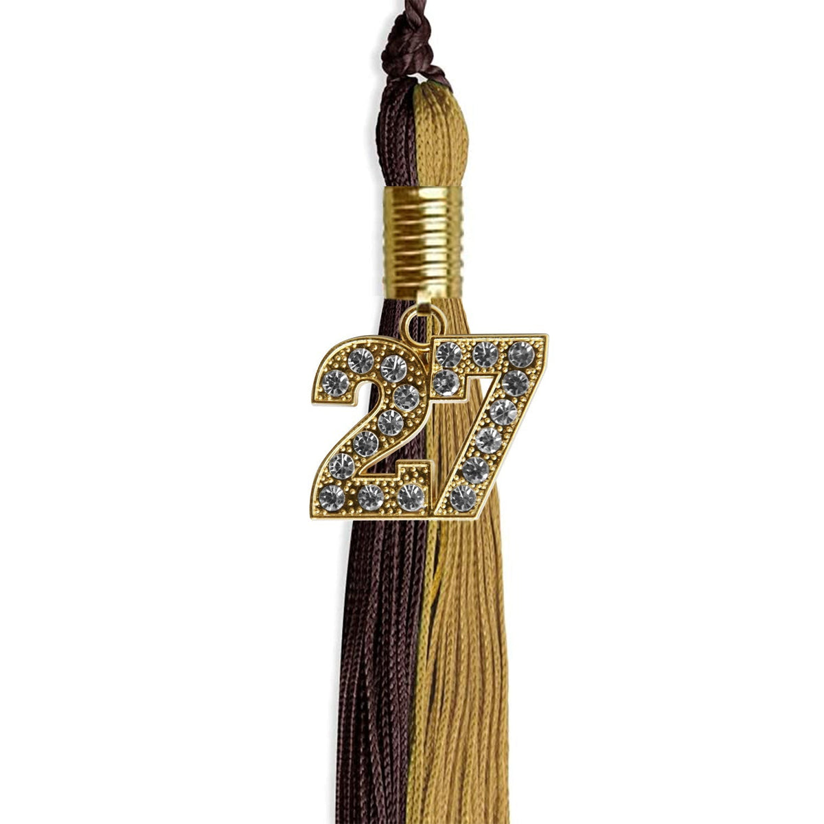 Brown/Antique Gold Graduation Tassel with Gold Bling Charm - Endea Graduation