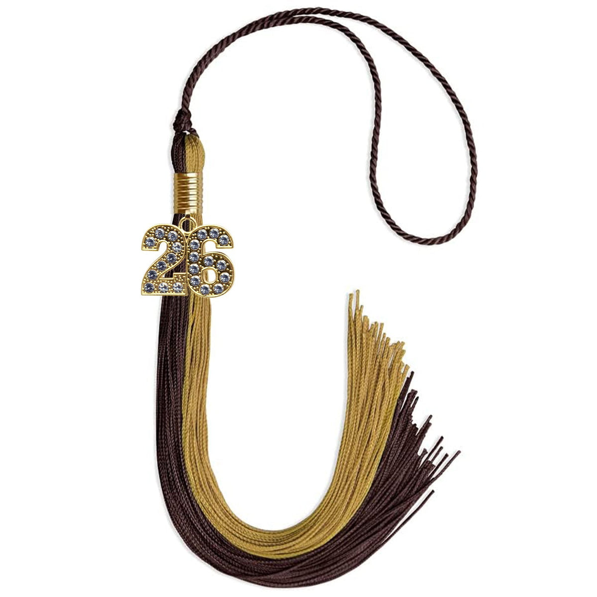 Brown/Antique Gold Graduation Tassel with Gold Bling Charm - Endea Graduation