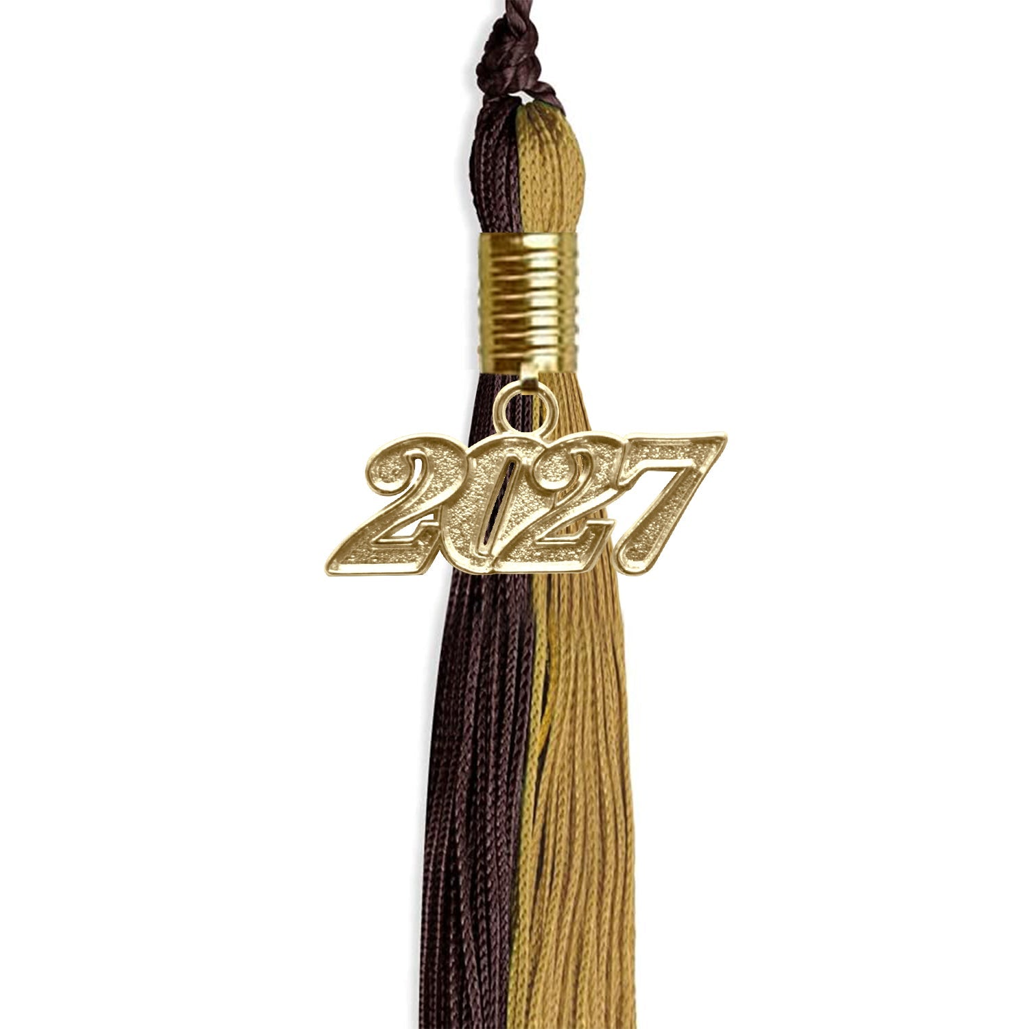 Brown/Antique Gold Graduation Tassel with Gold Date Drop - Endea Graduation