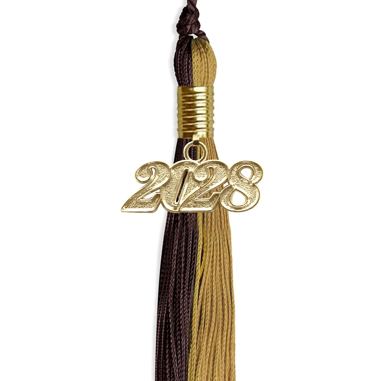 Brown/Antique Gold Graduation Tassel with Gold Date Drop - Endea Graduation