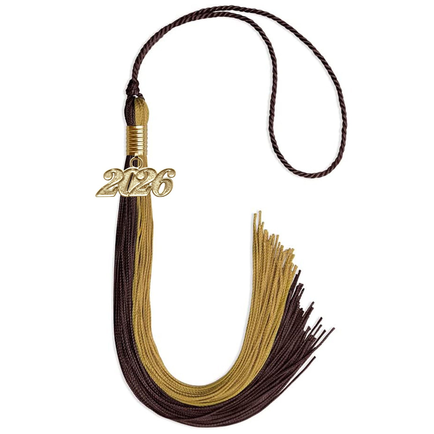 Brown/Antique Gold Graduation Tassel with Gold Date Drop - Endea Graduation