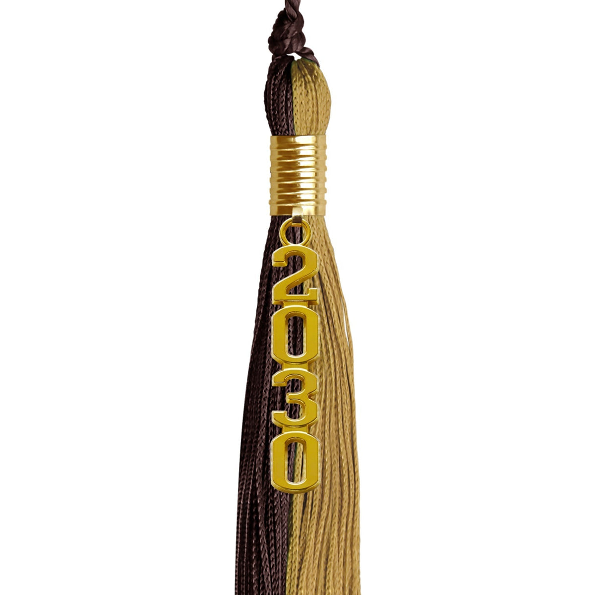 Brown/Antique Gold Graduation Tassel with Gold Stacked Date Drop - Endea Graduation