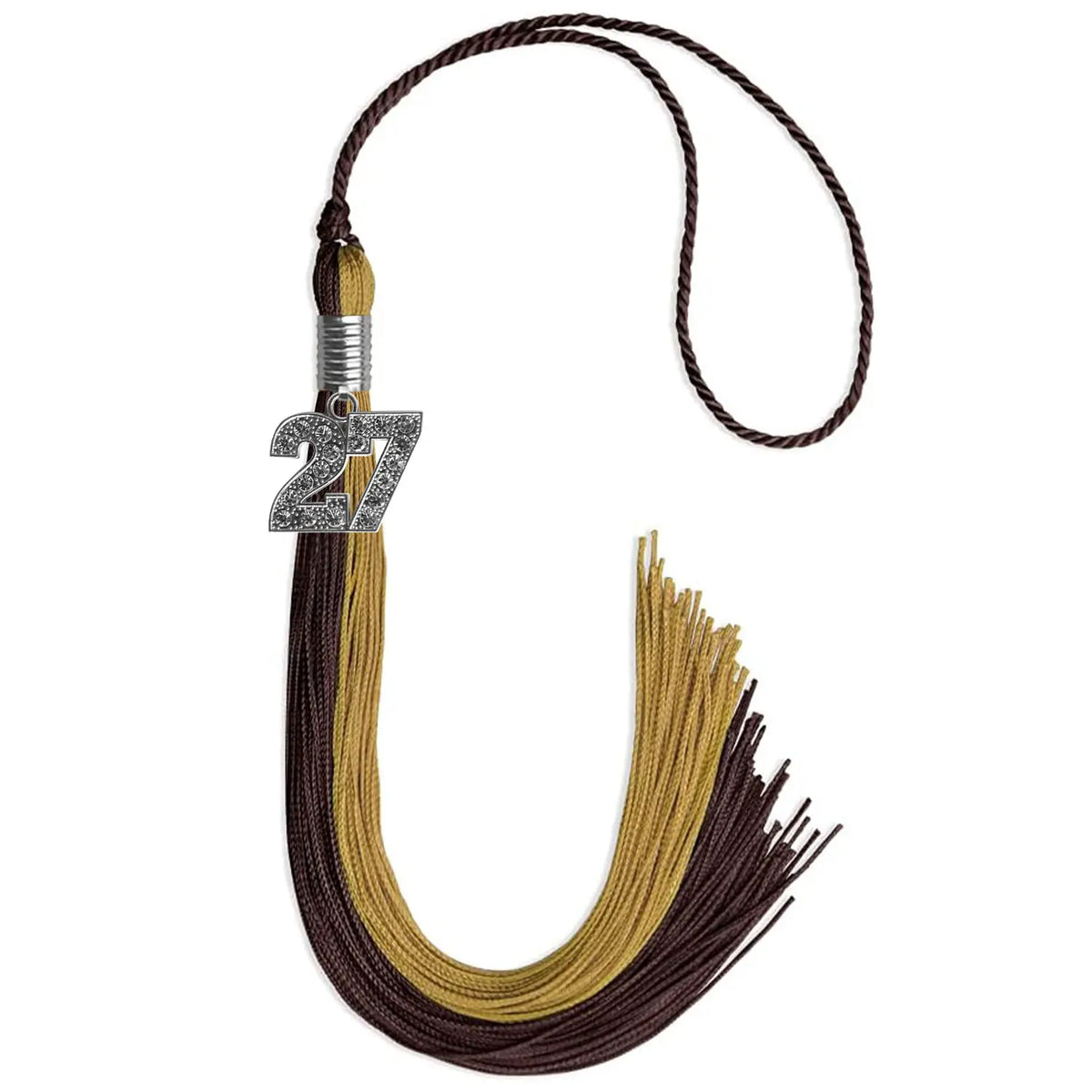 Brown/Antique Gold Graduation Tassel with Silver Bling Charm - Endea Graduation