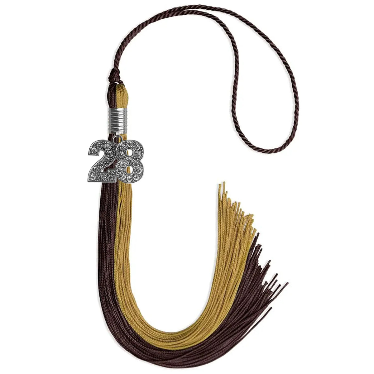 Brown/Antique Gold Graduation Tassel with Silver Bling Charm - Endea Graduation