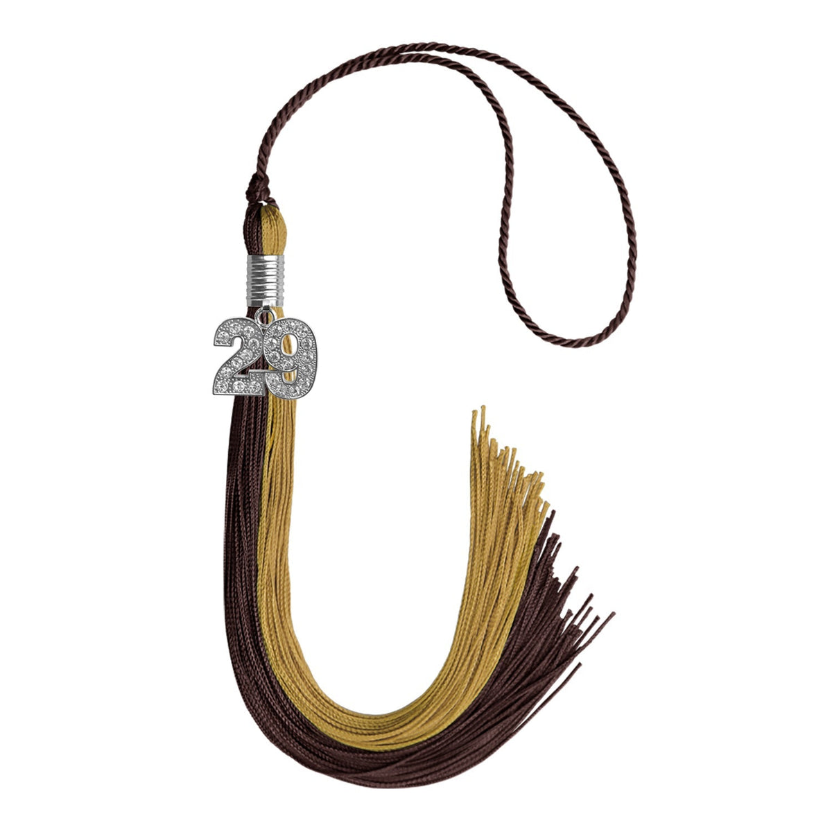 Brown/Antique Gold Graduation Tassel with Silver Bling Charm - Endea Graduation
