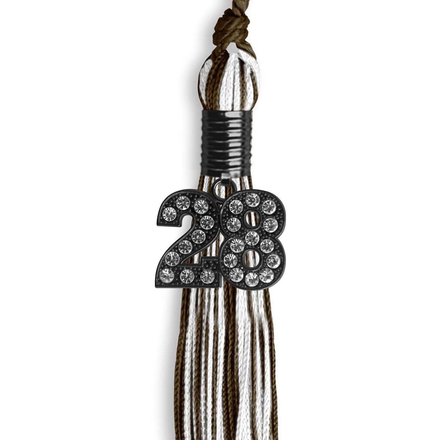 Brown/White Mixed Color Graduation Tassel with Black Date Drop - Endea Graduation