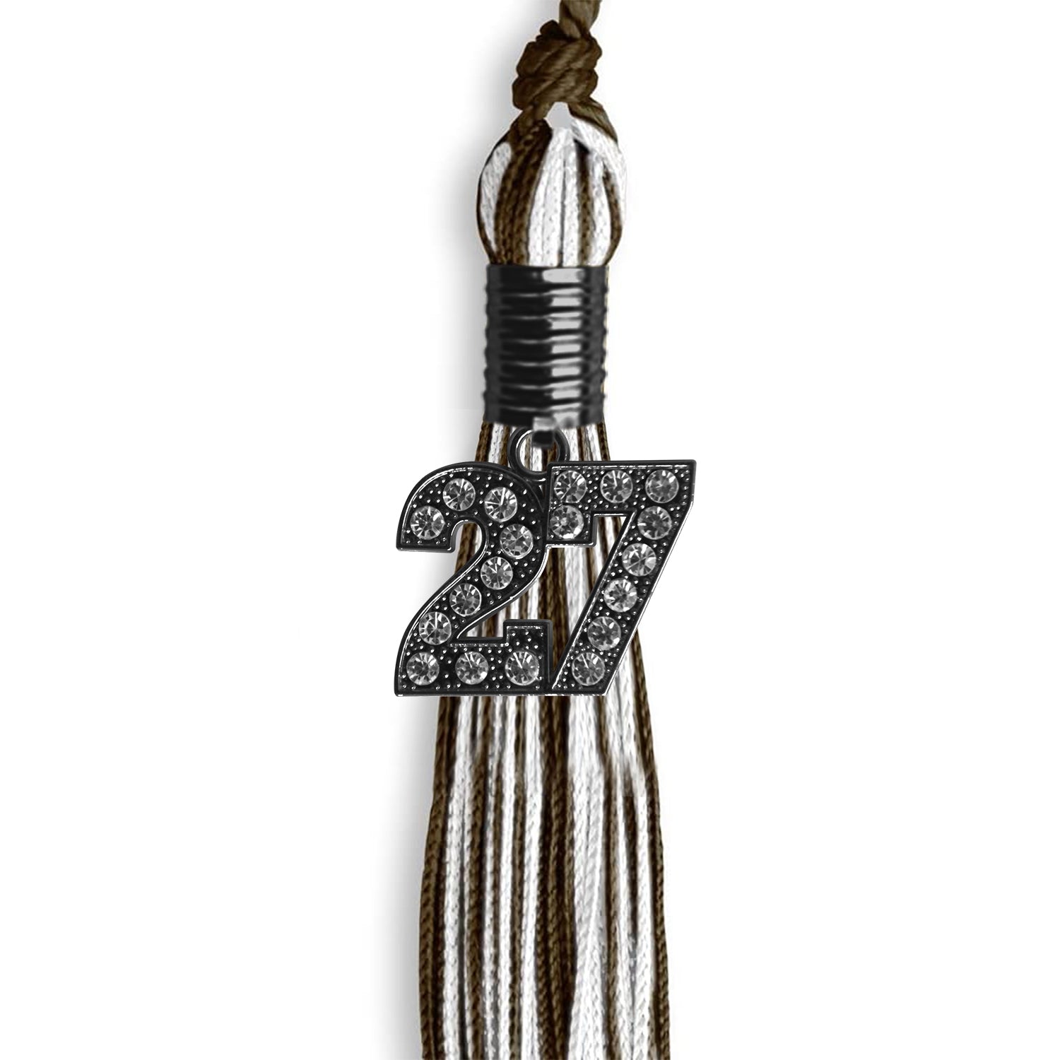 Brown/White Mixed Color Graduation Tassel with Black Date Drop - Endea Graduation