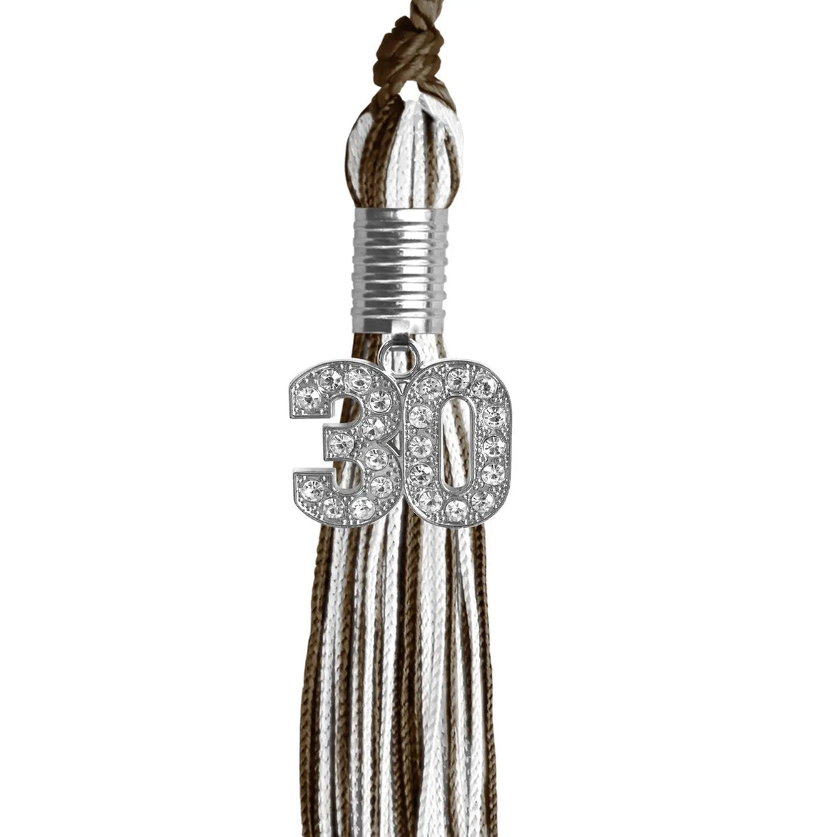 Brown/White Mixed Color Graduation Tassel with Silver Bling Charm - Endea Graduation