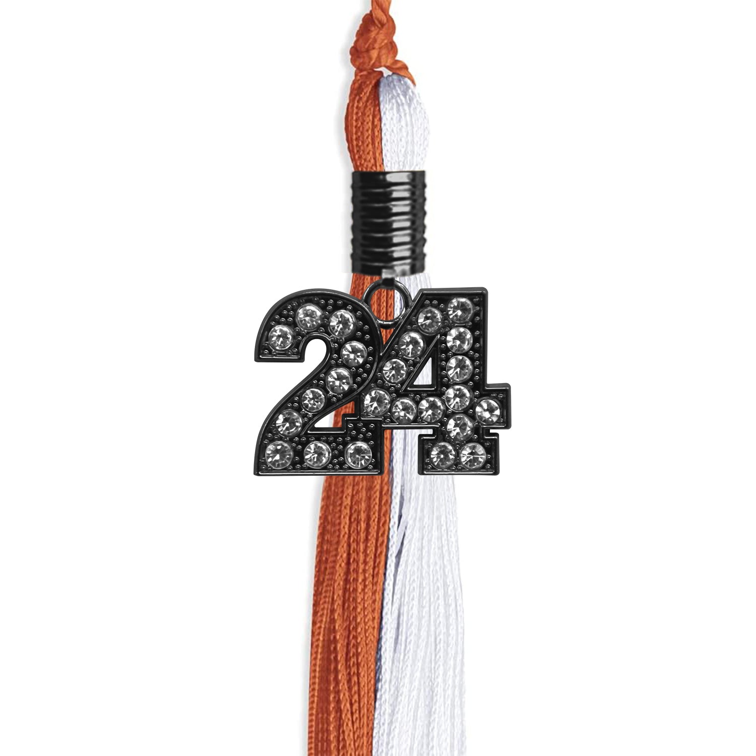 Burnt Orange/White Graduation Tassel with Black Date Drop - Endea Graduation