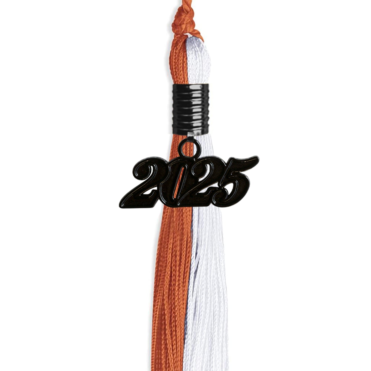 Burnt Orange/White Graduation Tassel with Black Date Drop - Endea Graduation