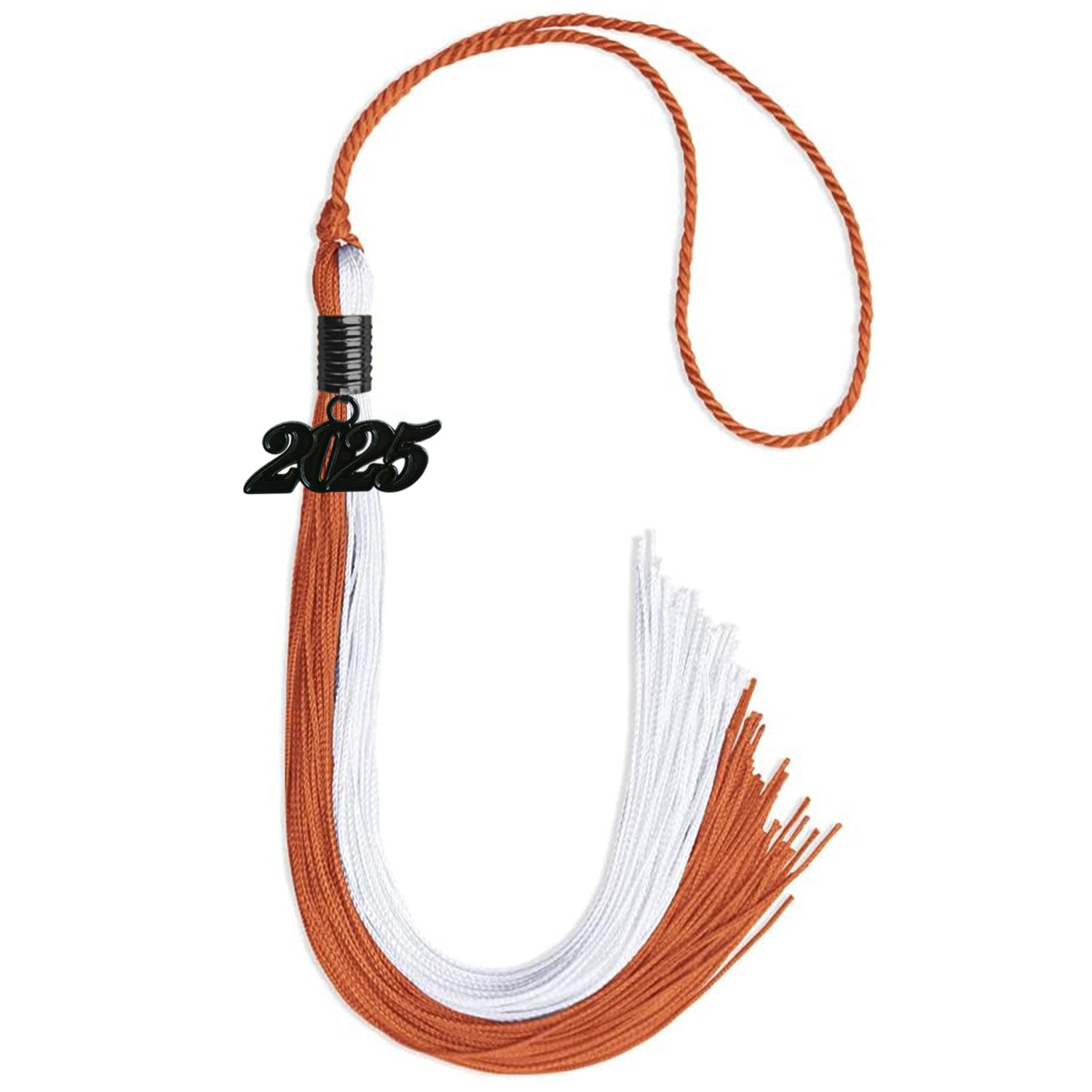 Burnt Orange/White Graduation Tassel with Black Date Drop - Endea Graduation