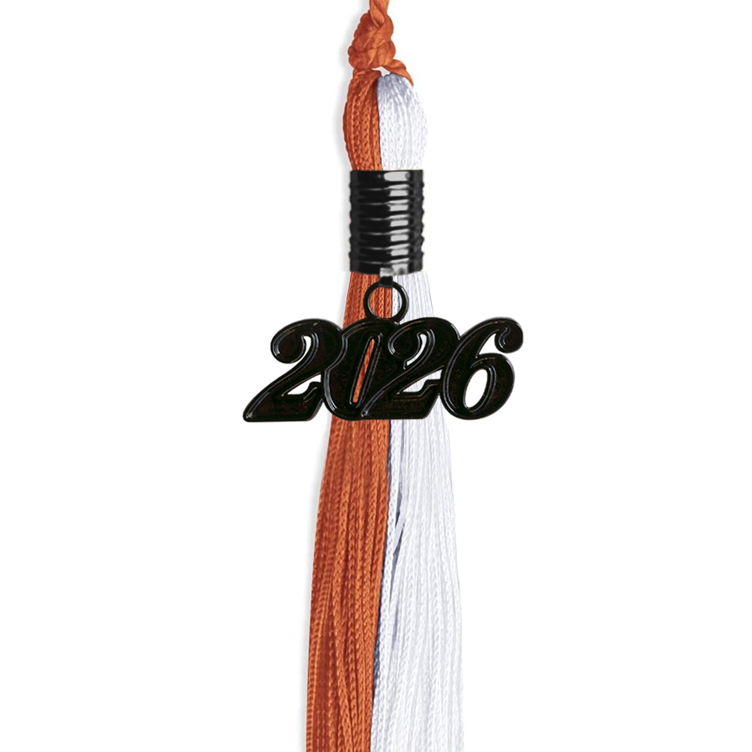 Burnt Orange/White Graduation Tassel with Black Date Drop - Endea Graduation