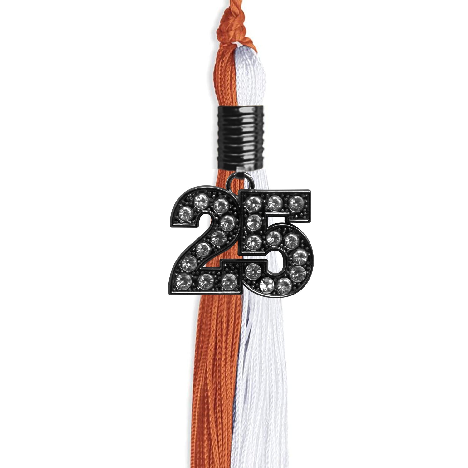 Burnt Orange/White Graduation Tassel with Black Date Drop - Endea Graduation