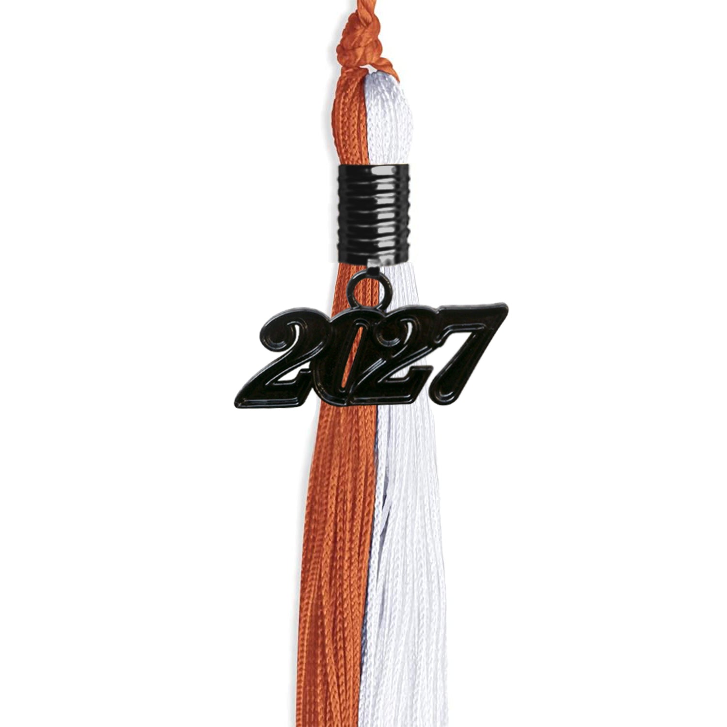 Burnt Orange/White Graduation Tassel with Black Date Drop - Endea Graduation