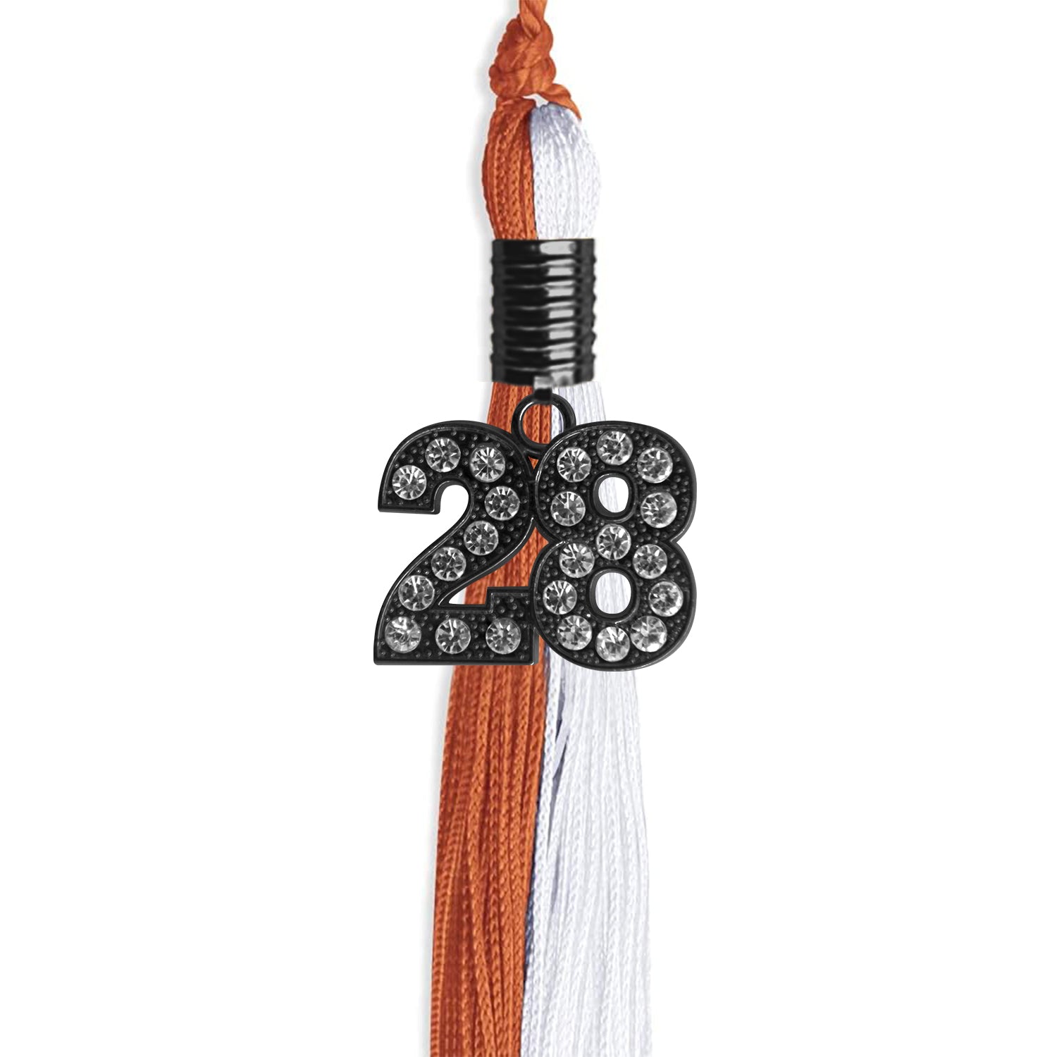 Burnt Orange/White Graduation Tassel with Black Date Drop - Endea Graduation