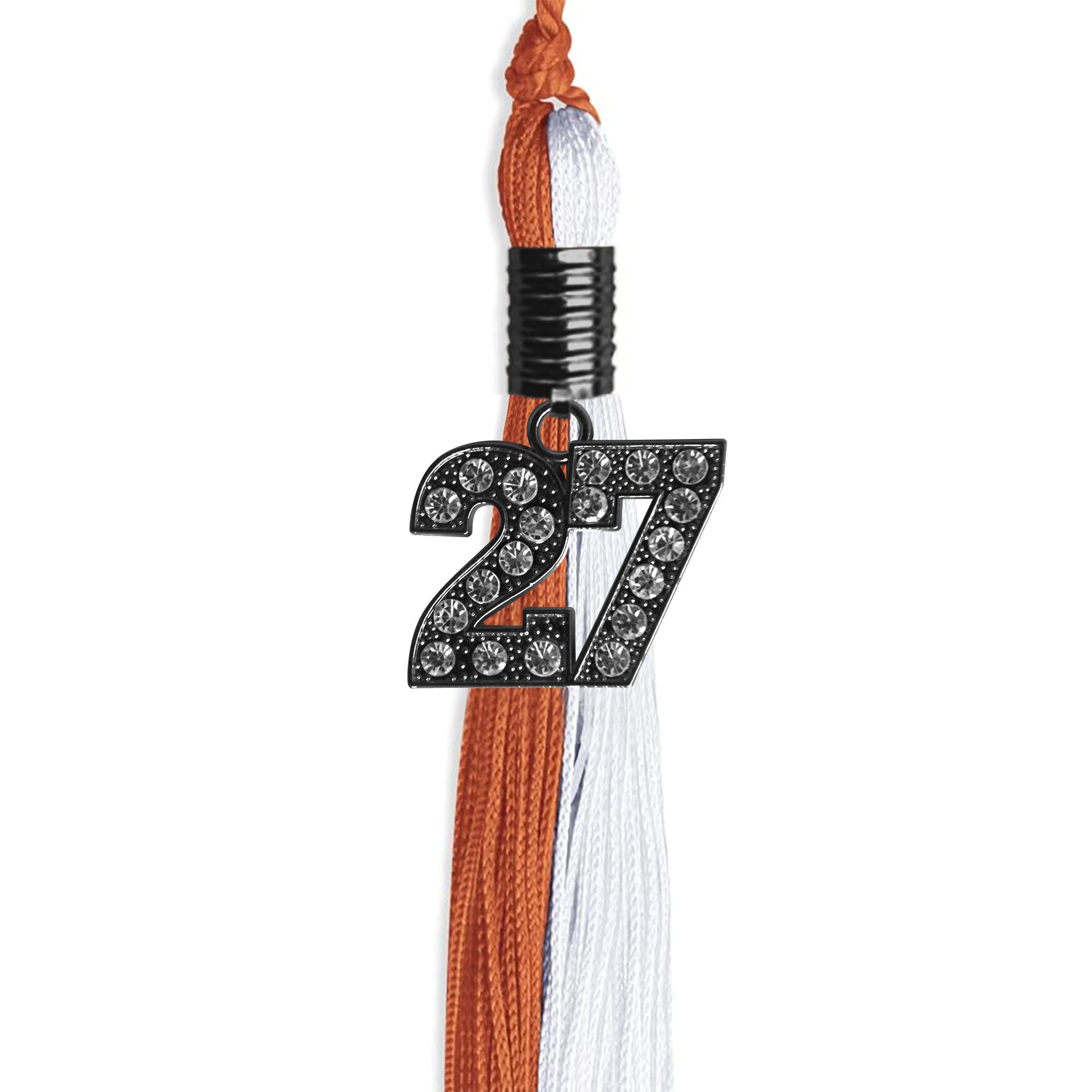 Burnt Orange/White Graduation Tassel with Black Date Drop - Endea Graduation