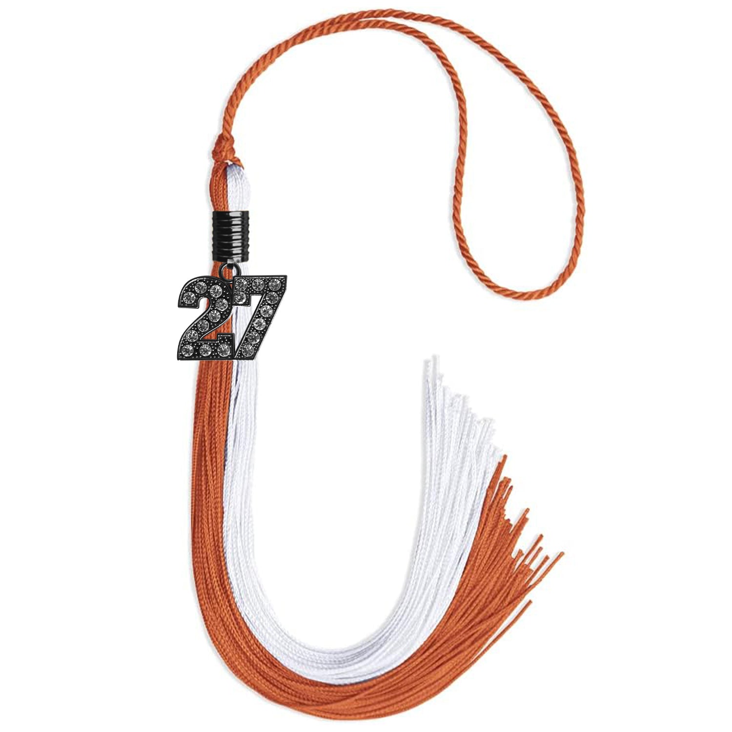 Burnt Orange/White Graduation Tassel with Black Date Drop - Endea Graduation