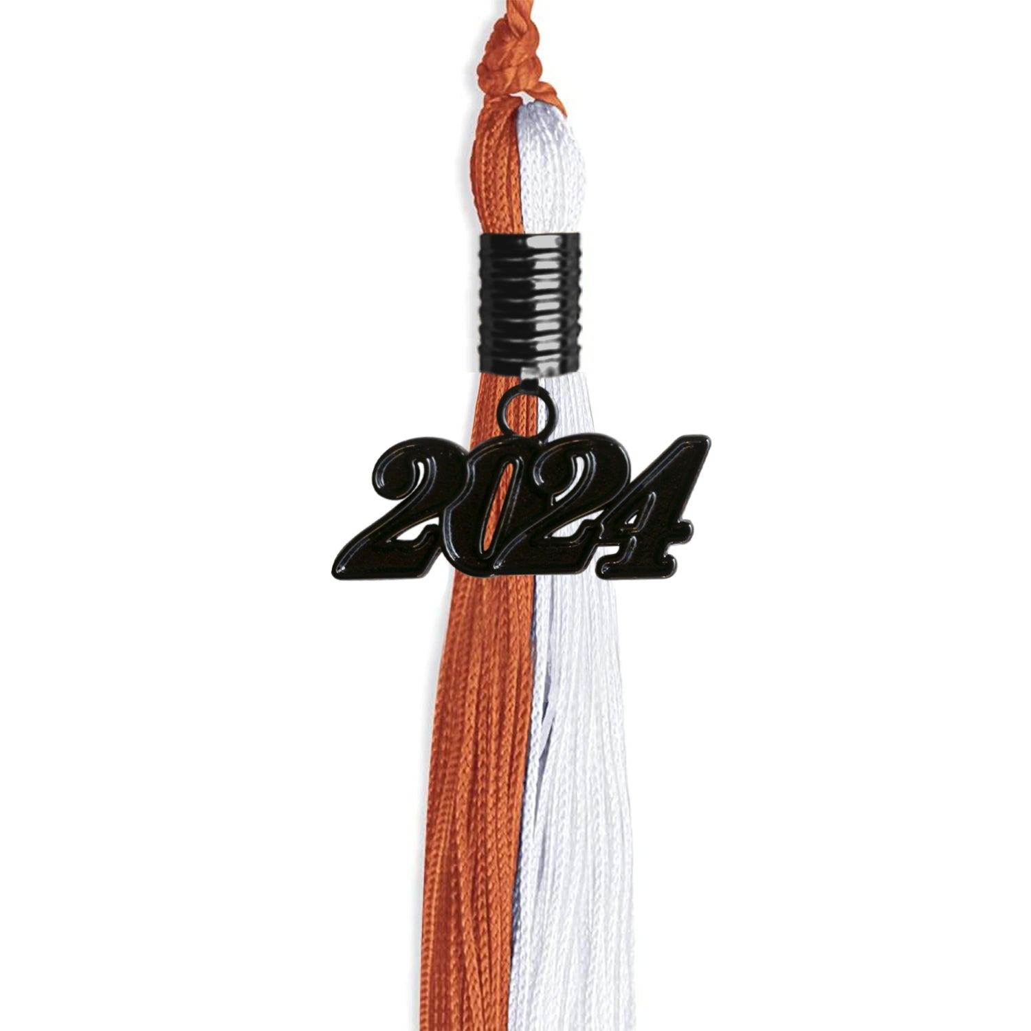 Burnt Orange/White Graduation Tassel with Black Date Drop - Endea Graduation