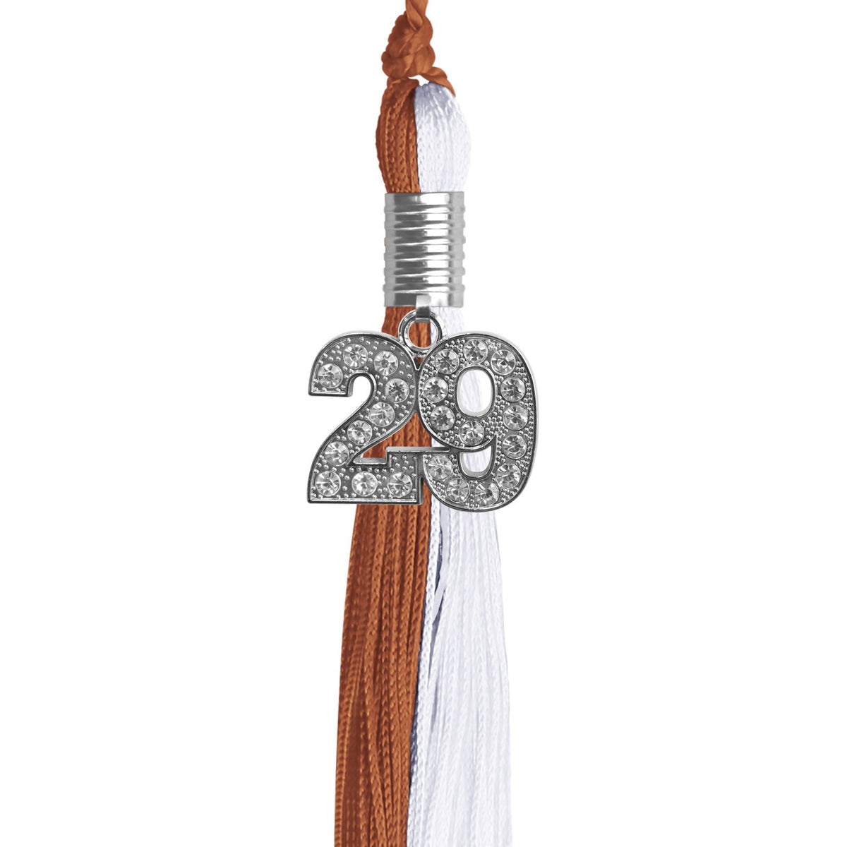 Burnt Orange/White Graduation Tassel with Silver Bling Charm - Endea Graduation