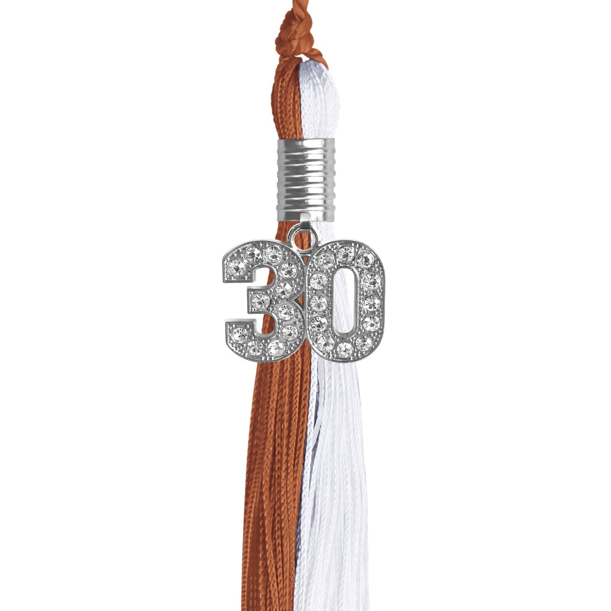 Burnt Orange/White Graduation Tassel with Silver Bling Charm - Endea Graduation