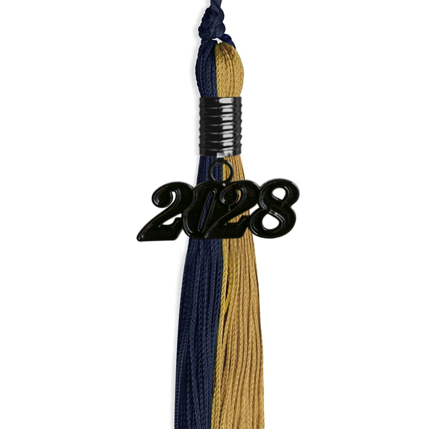 Dark Navy Blue/Antique Gold Graduation Tassel with Black Date Drop - Endea Graduation