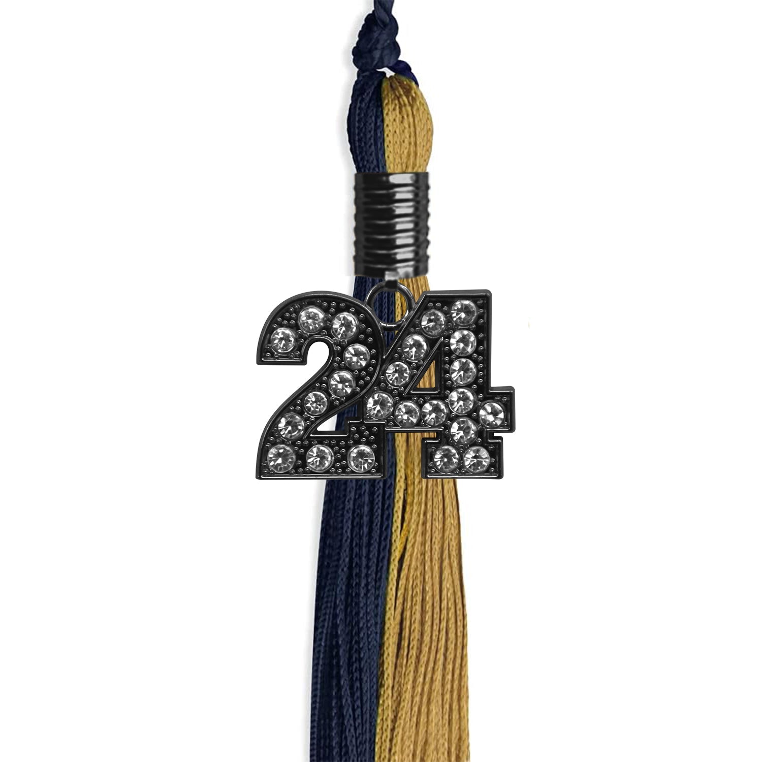 Dark Navy Blue/Antique Gold Graduation Tassel with Black Date Drop - Endea Graduation