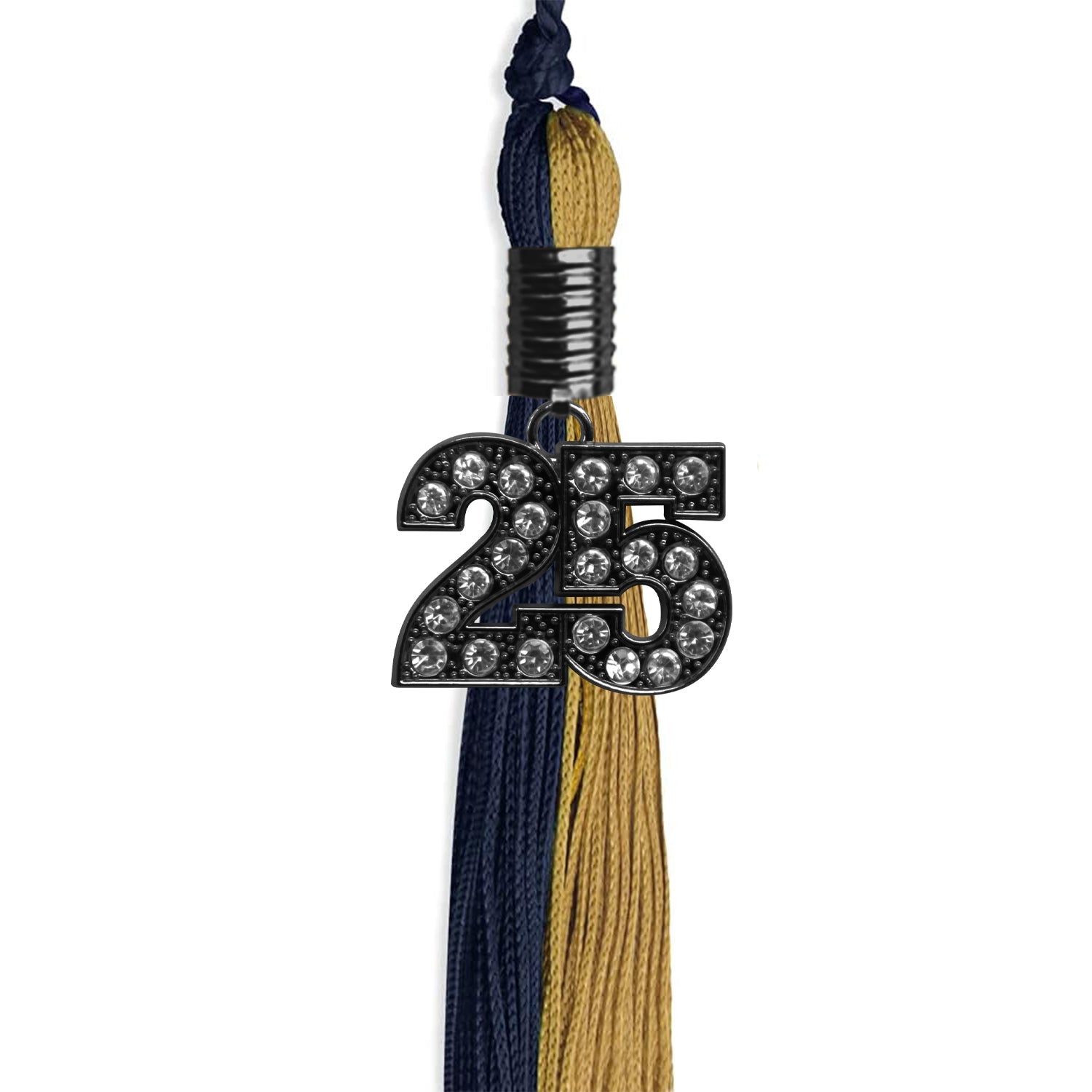 Dark Navy Blue/Antique Gold Graduation Tassel with Black Date Drop - Endea Graduation