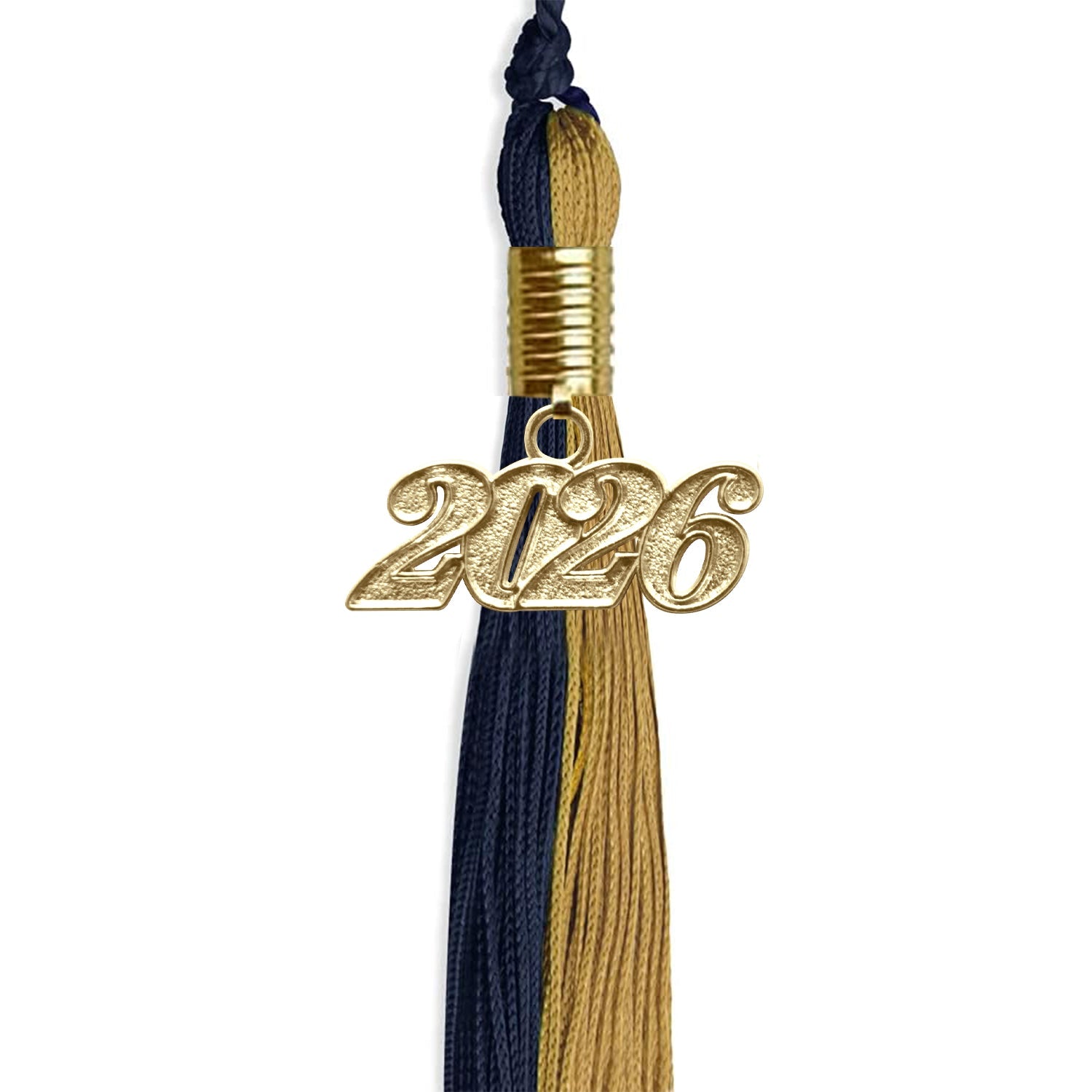 Dark Navy Blue/Antique Gold Graduation Tassel with Gold Date Drop - Endea Graduation