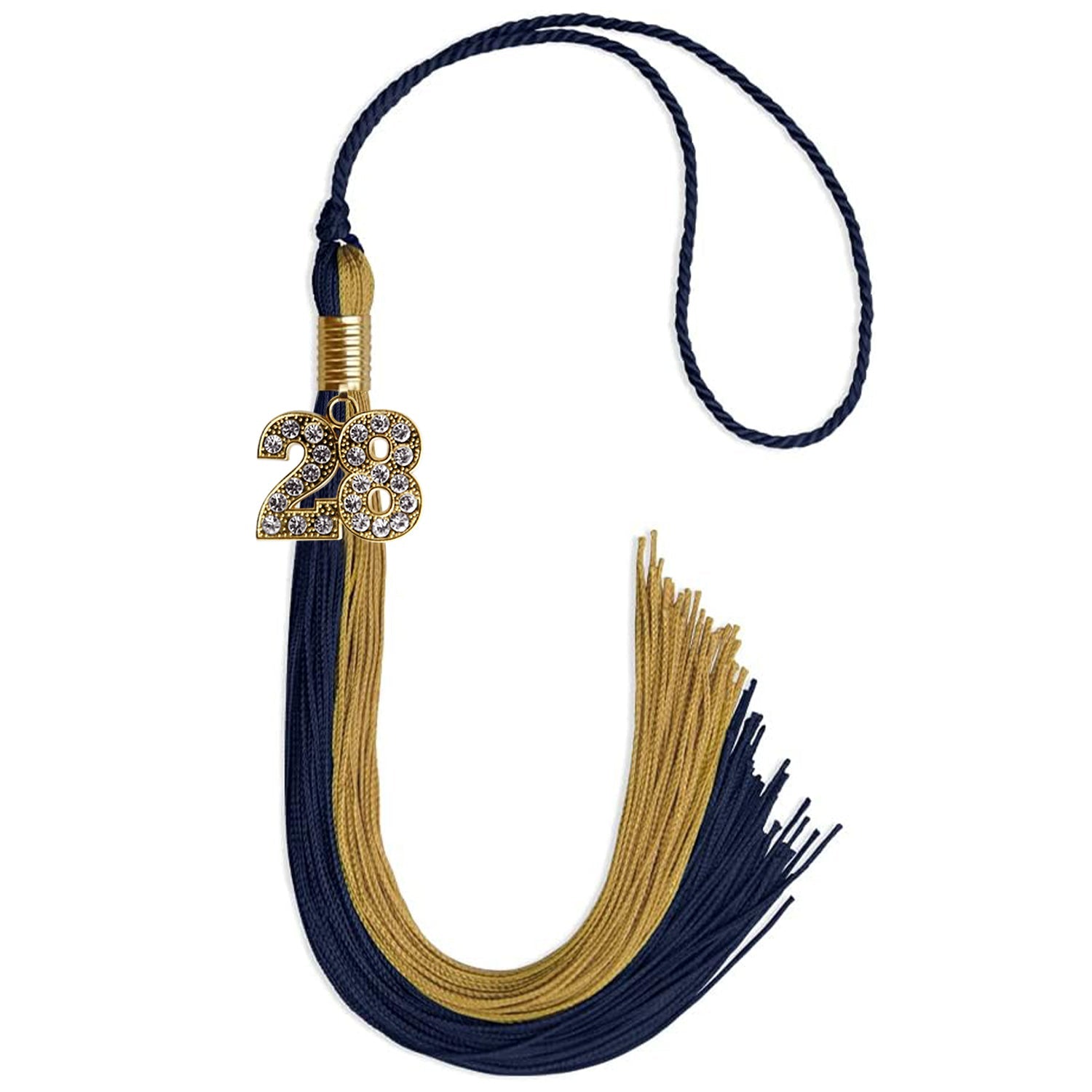 Dark Navy Blue/Antique Gold Graduation Tassel with Gold Date Drop - Endea Graduation