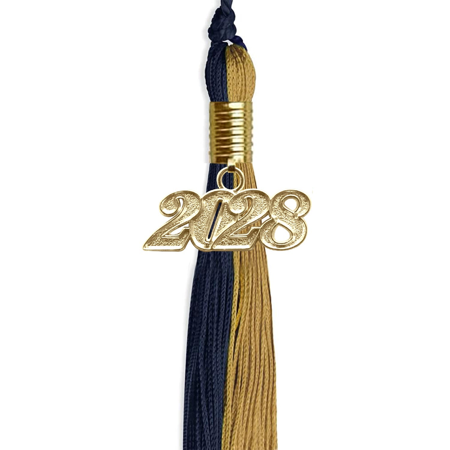 Dark Navy Blue/Antique Gold Graduation Tassel with Gold Date Drop - Endea Graduation