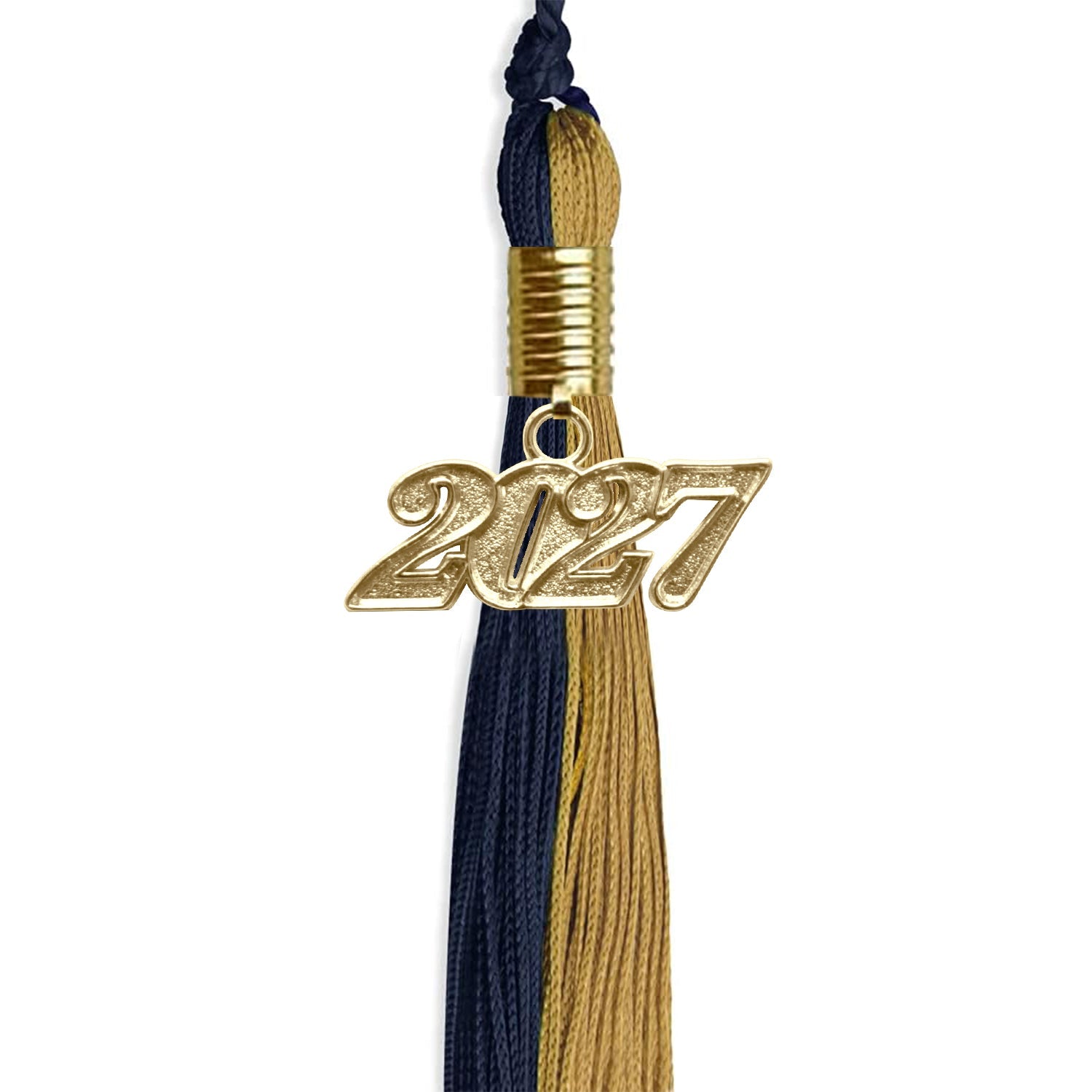 Dark Navy Blue/Antique Gold Graduation Tassel with Gold Date Drop - Endea Graduation