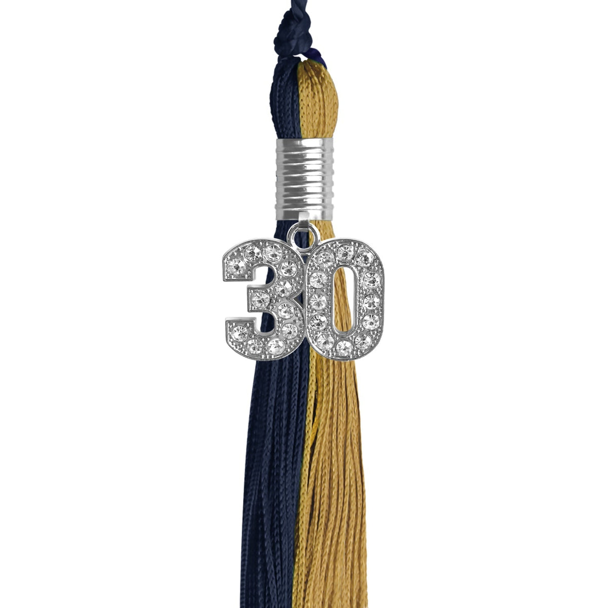 Dark Navy Blue/Antique Gold Graduation Tassel with Silver Bling Charm - Endea Graduation