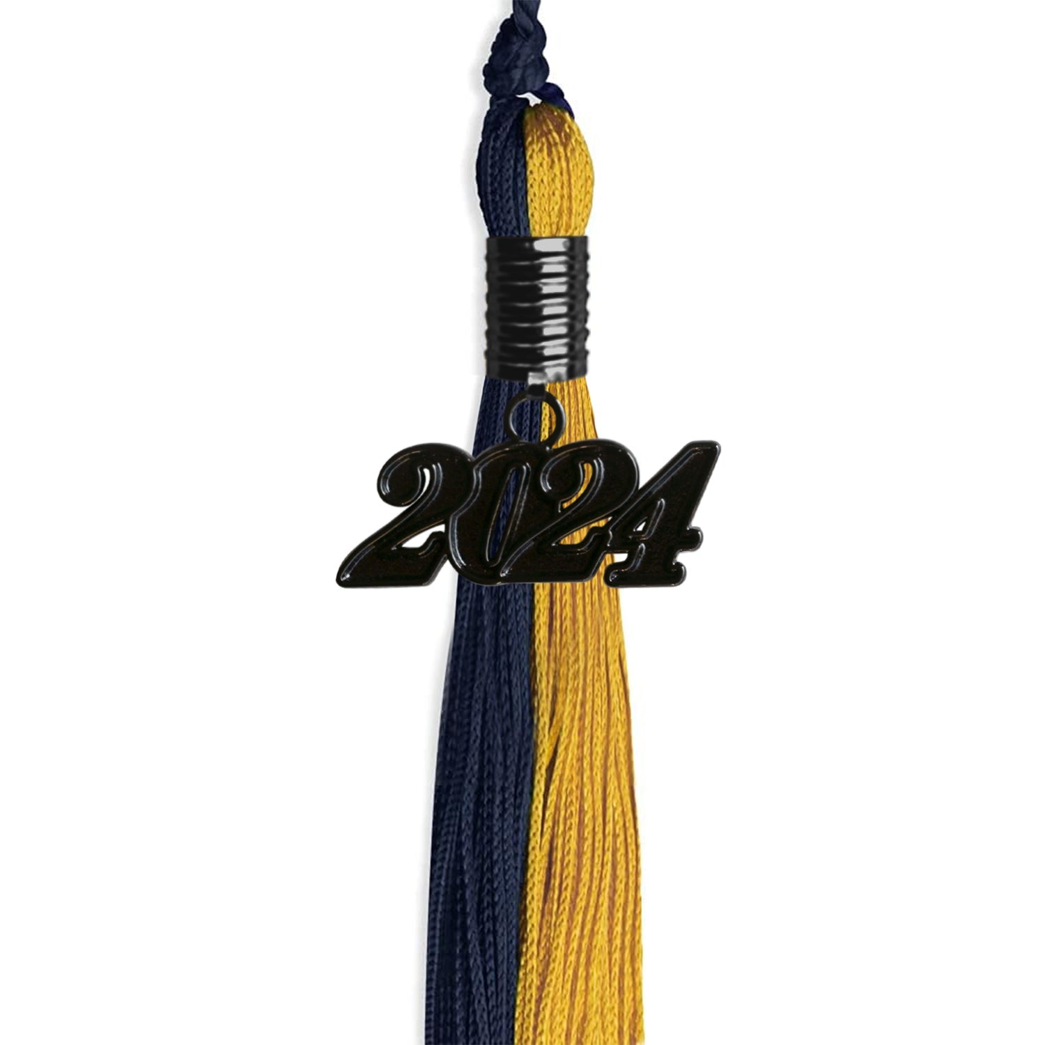 Dark Navy Blue/Bright Gold Graduation Tassel with Black Date Drop - Endea Graduation