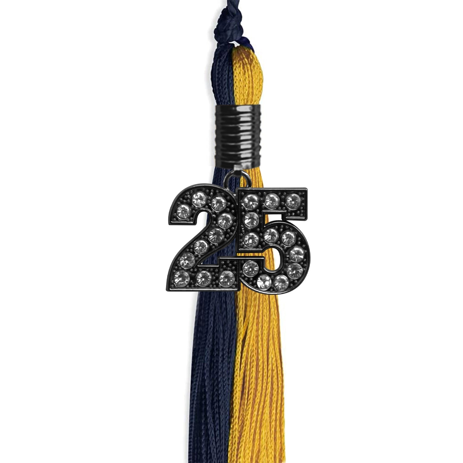 Dark Navy Blue/Bright Gold Graduation Tassel with Black Date Drop - Endea Graduation