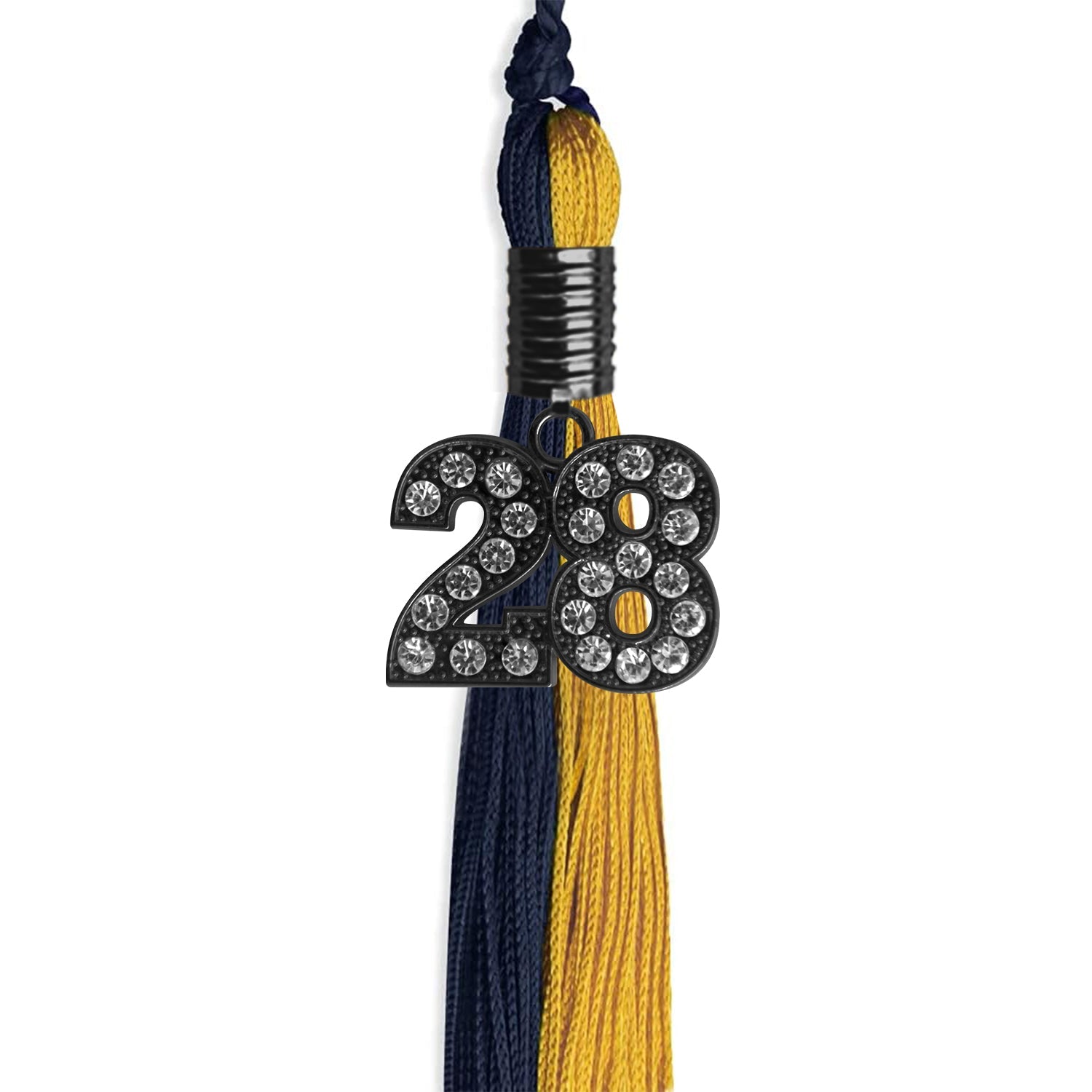 Dark Navy Blue/Bright Gold Graduation Tassel with Black Date Drop - Endea Graduation