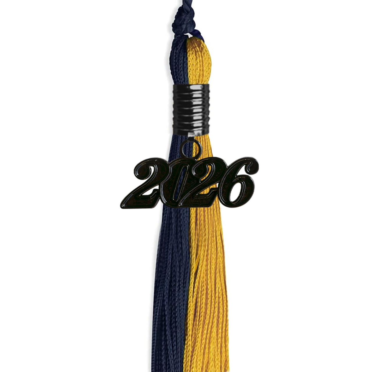 Dark Navy Blue/Bright Gold Graduation Tassel with Black Date Drop - Endea Graduation