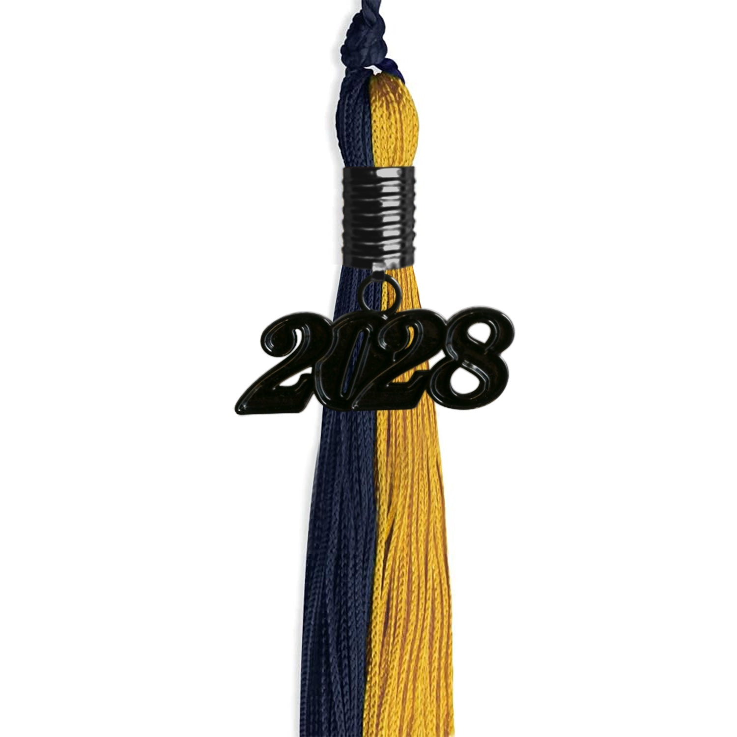Dark Navy Blue/Bright Gold Graduation Tassel with Black Date Drop - Endea Graduation