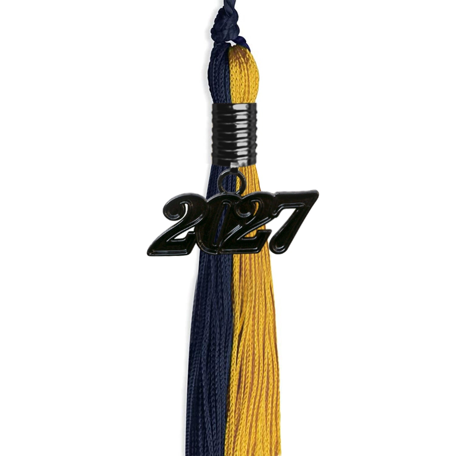 Dark Navy Blue/Bright Gold Graduation Tassel with Black Date Drop - Endea Graduation