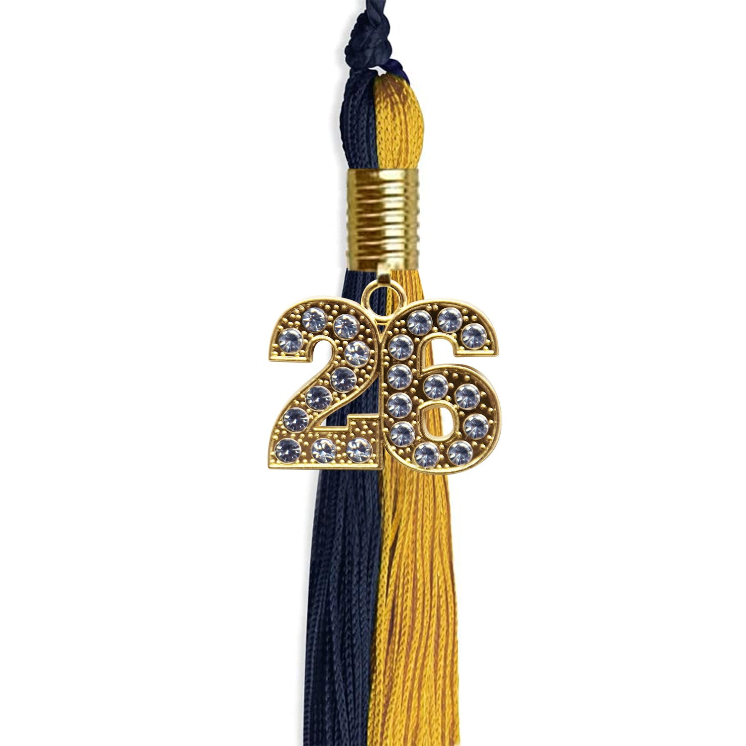 Dark Navy Blue/Bright Gold Graduation Tassel with Gold Date Drop - Endea Graduation