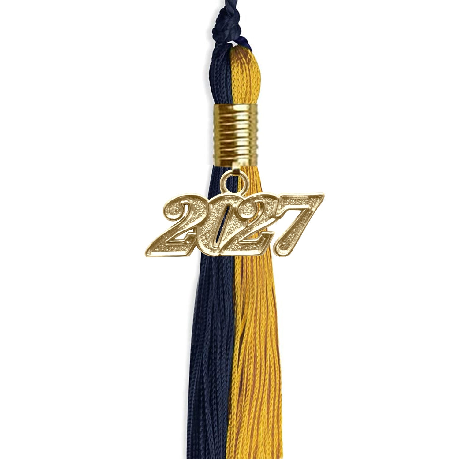 Dark Navy Blue/Bright Gold Graduation Tassel with Gold Date Drop - Endea Graduation