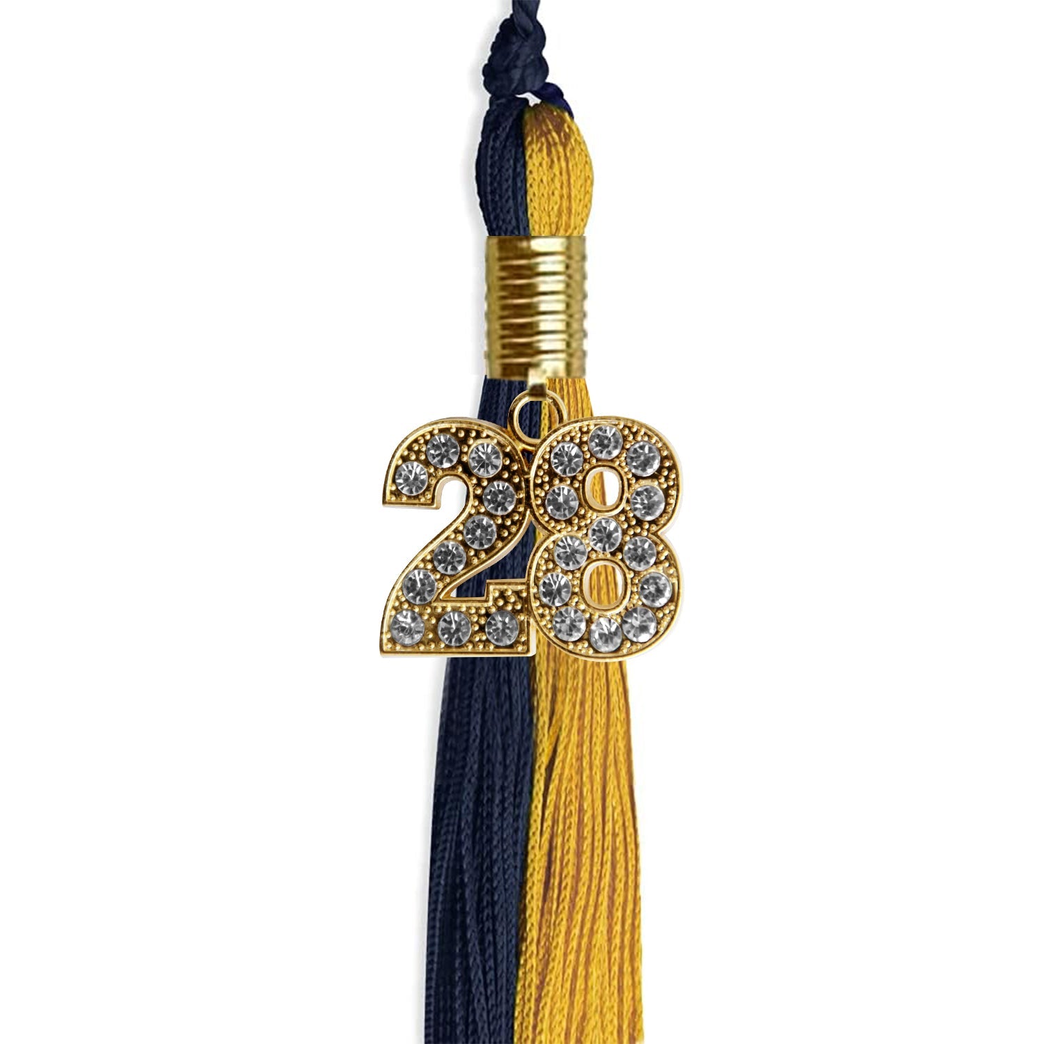 Dark Navy Blue/Bright Gold Graduation Tassel with Gold Date Drop - Endea Graduation